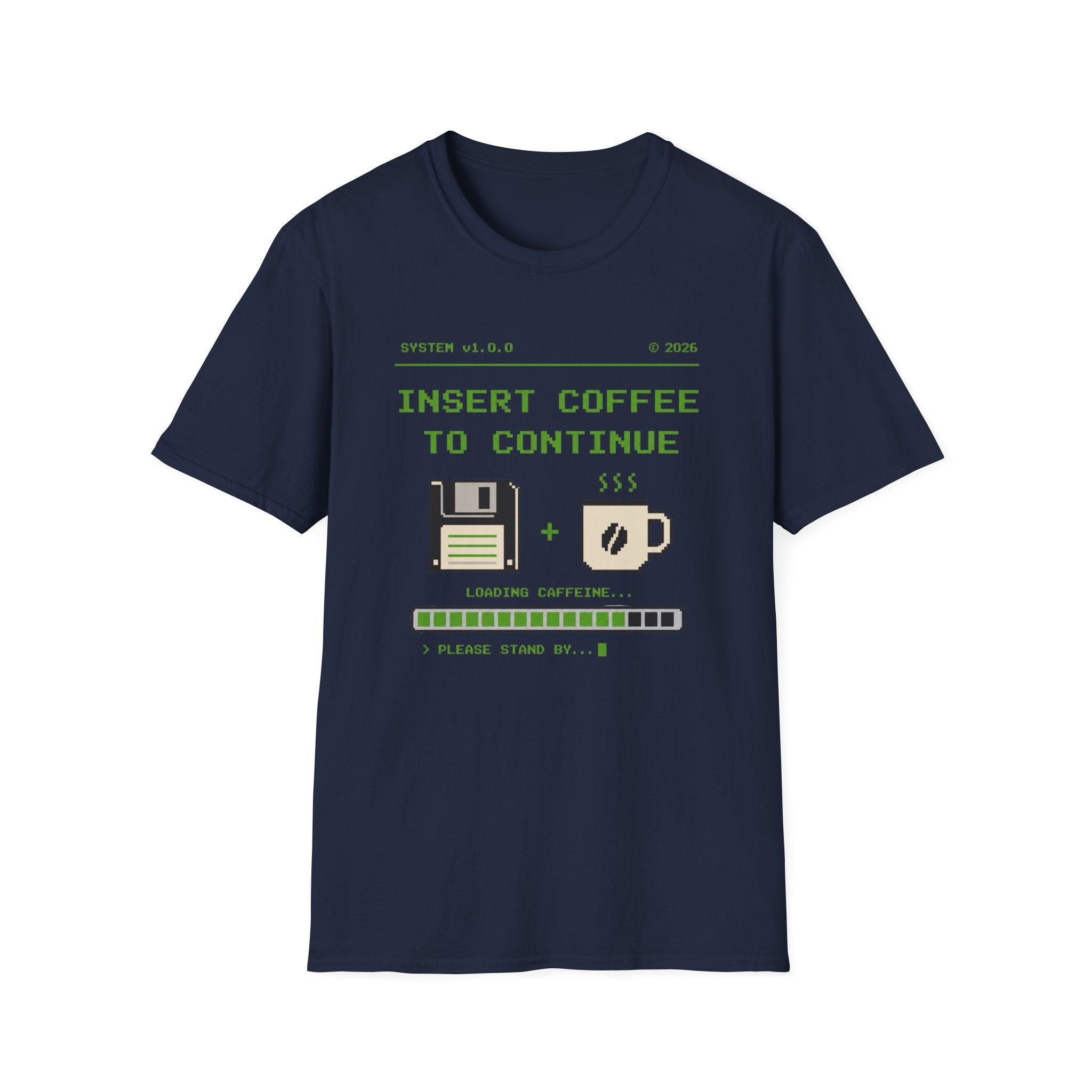 Insert Coffee to Continue Retro Pixel T‑Shirt