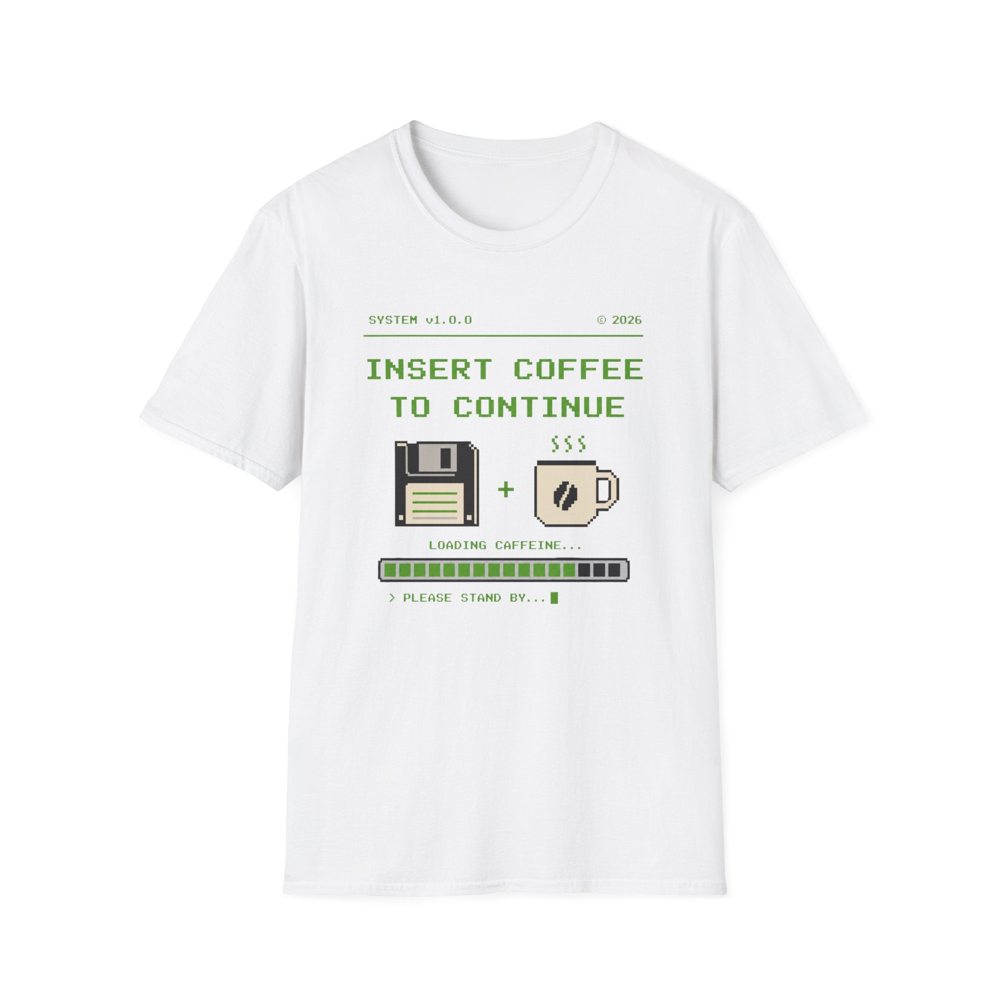 Insert Coffee to Continue Retro Pixel T‑Shirt