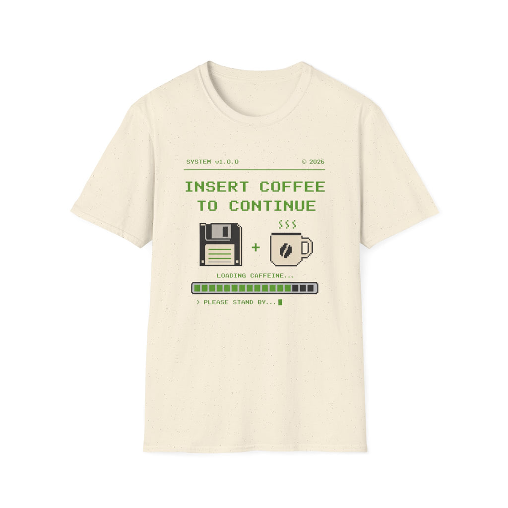 Insert Coffee to Continue Retro Pixel T‑Shirt