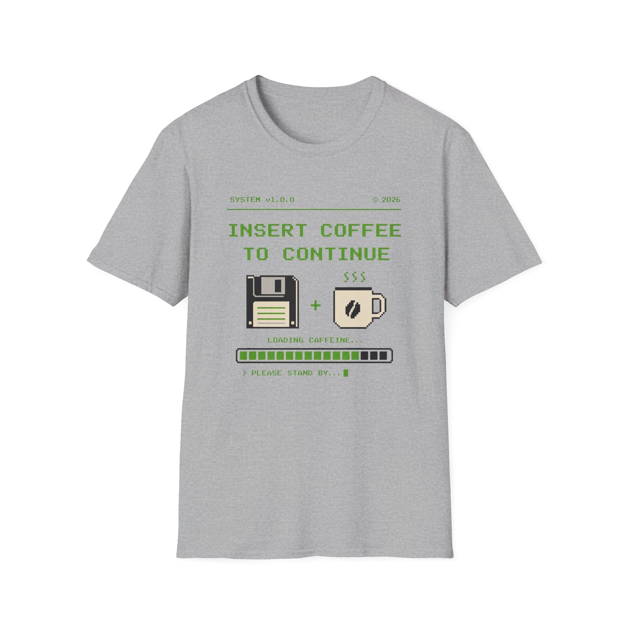 Insert Coffee to Continue Retro Pixel T‑Shirt
