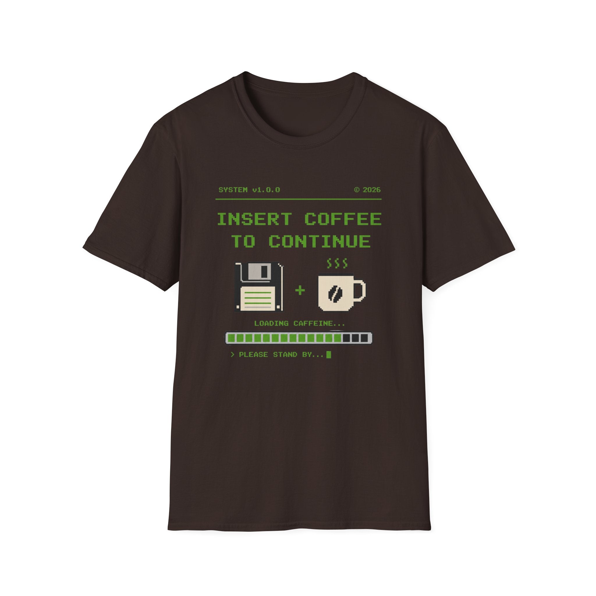 Insert Coffee to Continue Retro Pixel T‑Shirt
