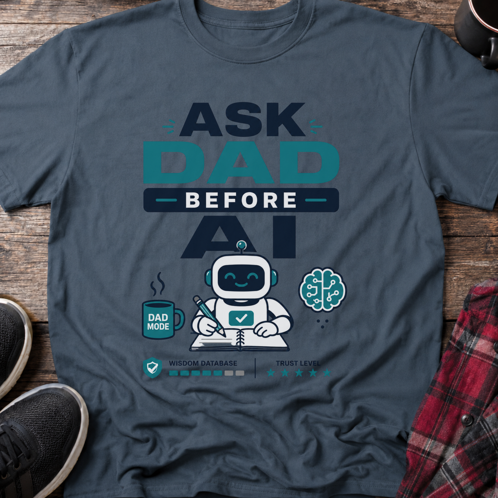 Ask Dad Before AI Retro Robot T-Shirt