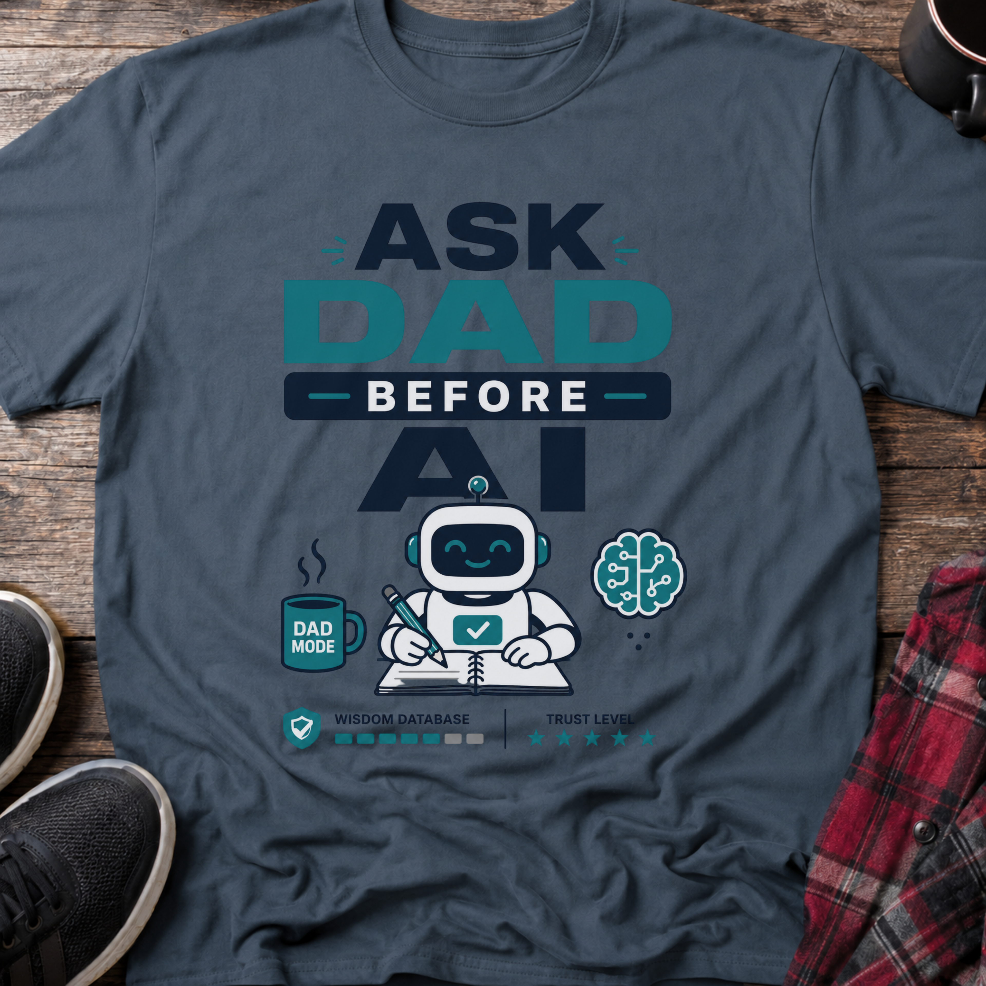 Ask Dad Before AI Retro Robot T-Shirt