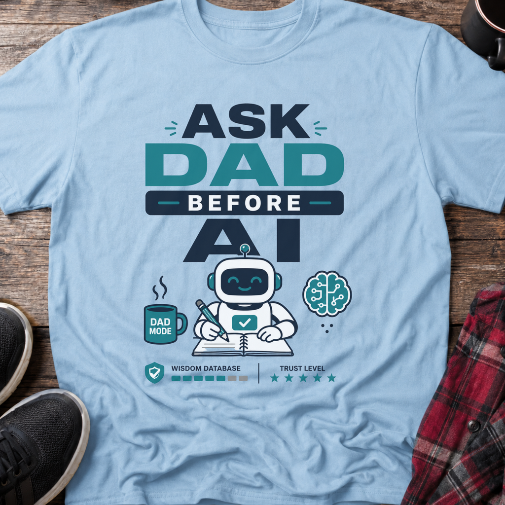Ask Dad Before AI Retro Robot T-Shirt