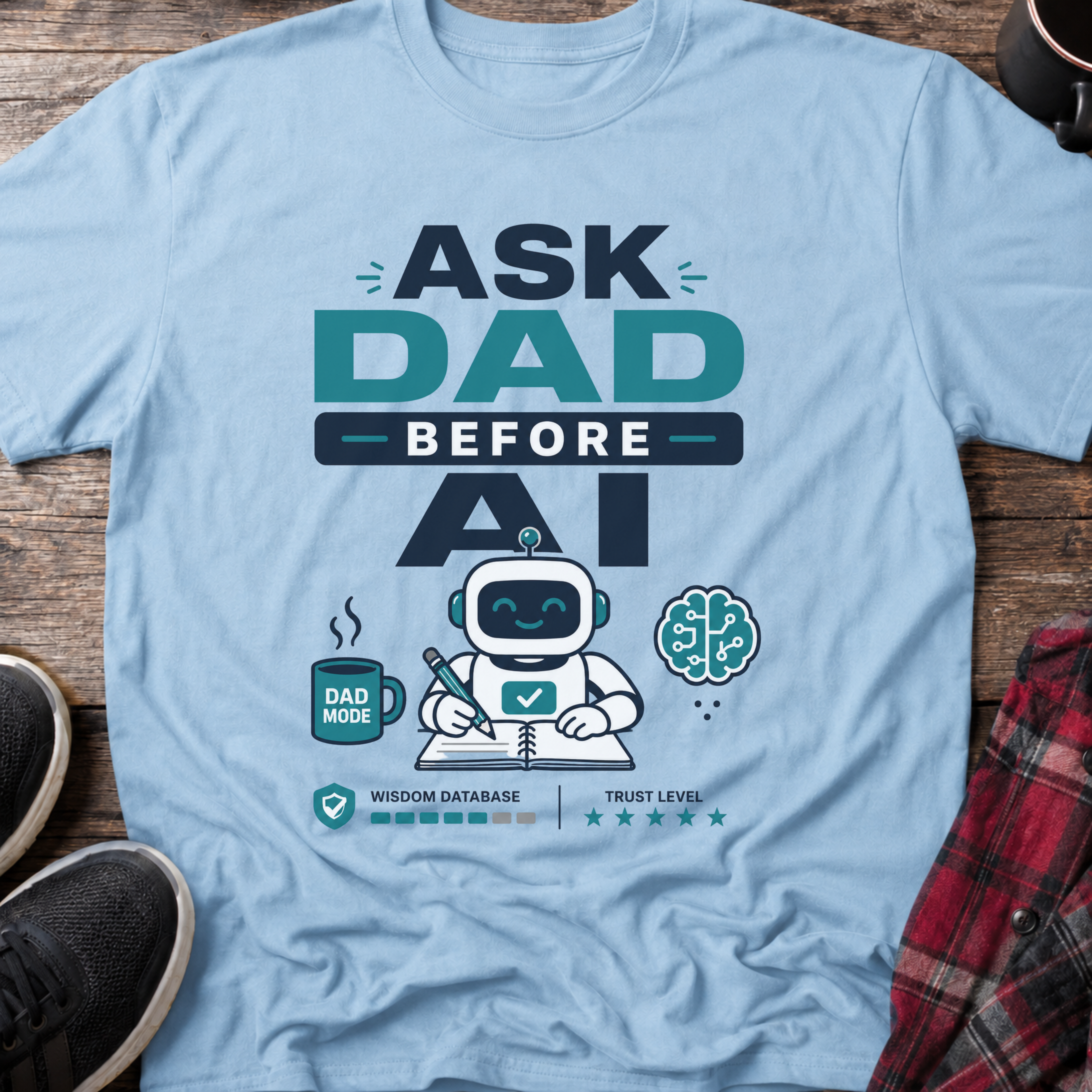 Ask Dad Before AI Retro Robot T-Shirt