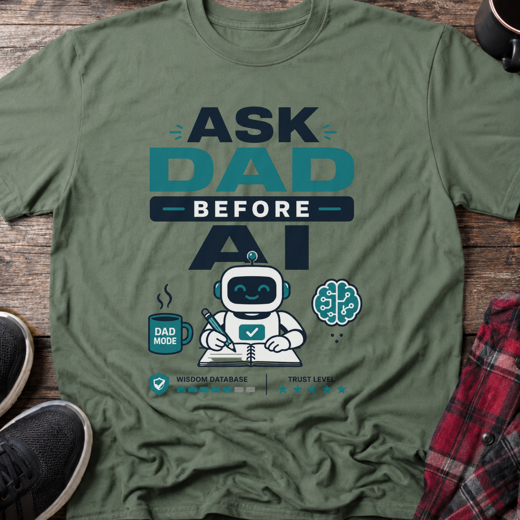 Ask Dad Before AI Retro Robot T-Shirt