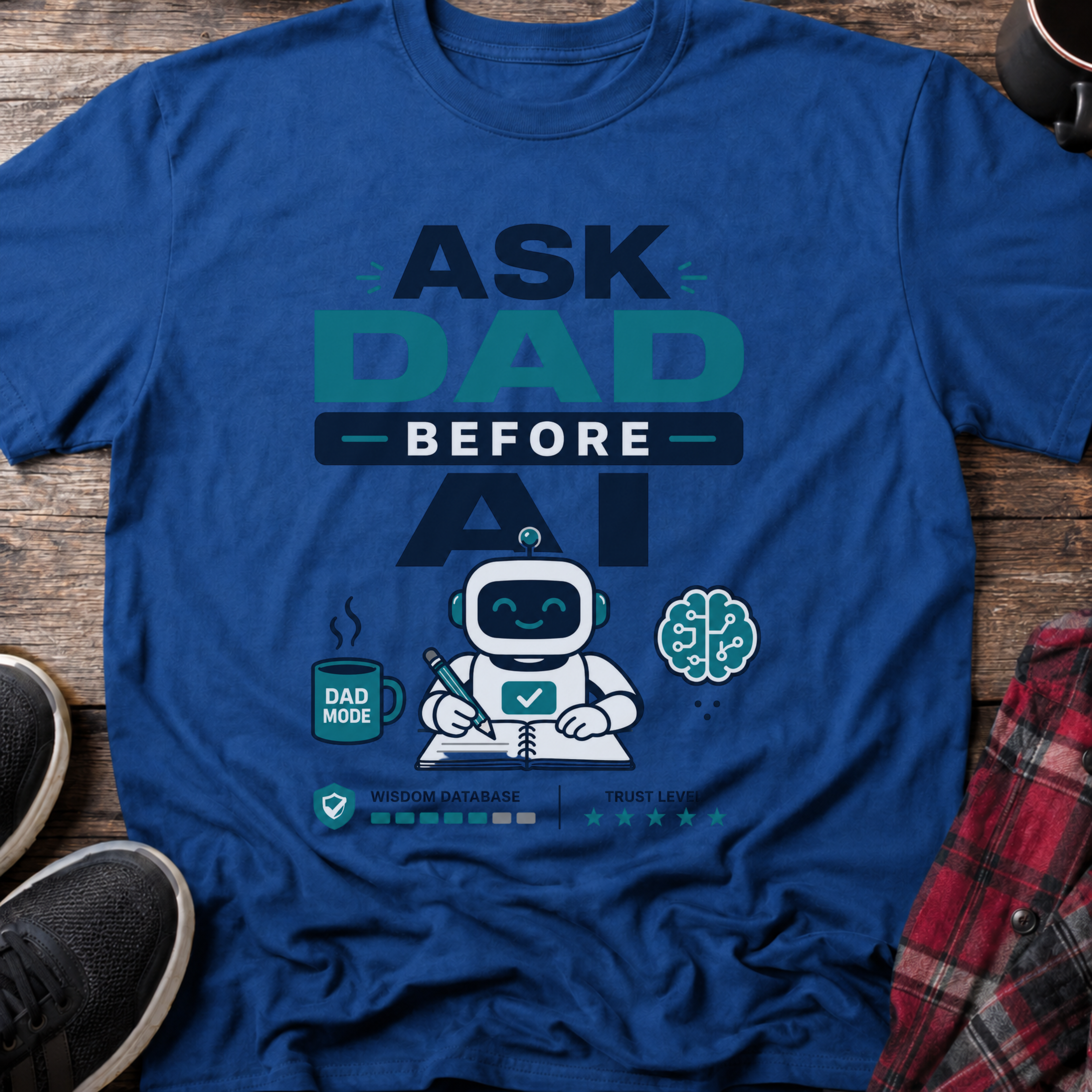Ask Dad Before AI Retro Robot T-Shirt