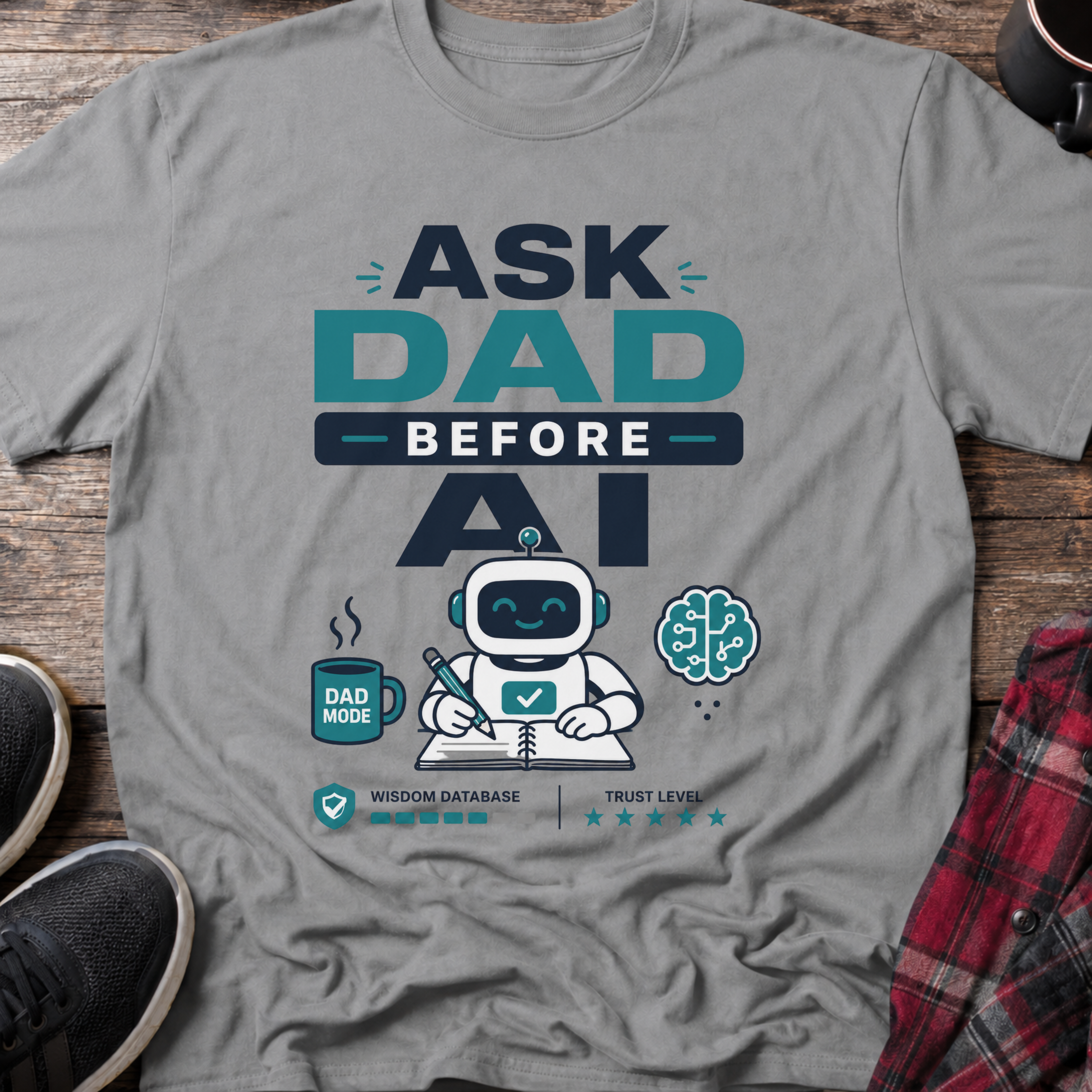 Ask Dad Before AI Retro Robot T-Shirt