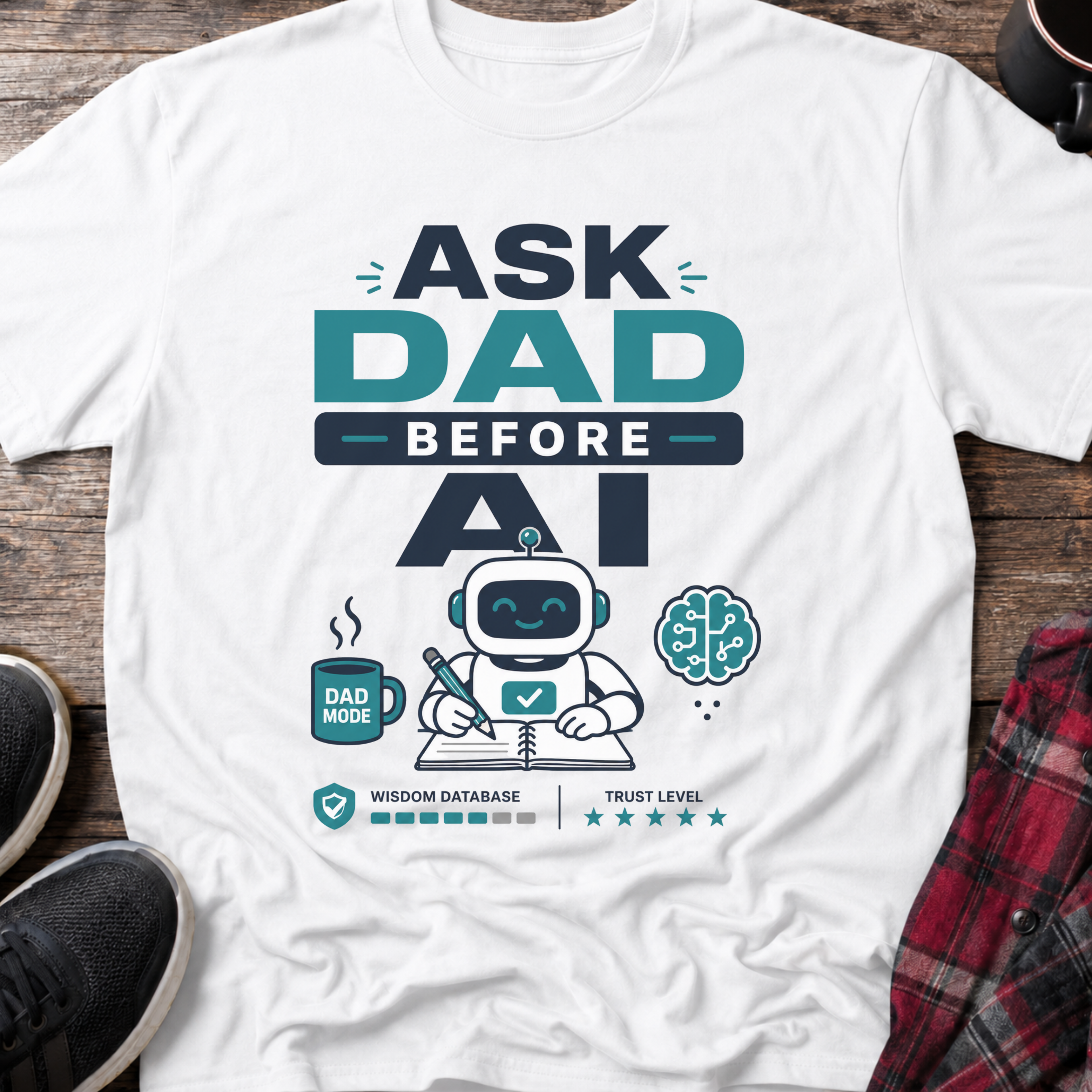 Ask Dad Before AI Retro Robot T-Shirt